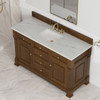 Brookfield 60" Single Vanity, Honey Oak w/ 3 CM Ethereal Noctis Silestone Top