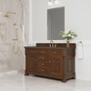 Brookfield 60" Single Vanity, Honey Oak w/ 3 CM Parisien Bleu Silestone Top
