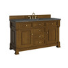 Brookfield 60" Single Vanity, Honey Oak w/ 3 CM Parisien Bleu Silestone Top
