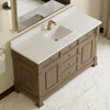 Brookfield 60" Single Vanity, Pecan w/ Single Hole 3CM White Zeus Silestone Top & Backsplash