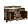 Brookfield 60" Single Vanity, Pecan w/ 3 CM Carrara White Marble Top