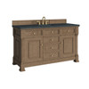 Brookfield 60" Single Vanity, Pecan w/ 3 CM Charcoal Soapstone Silestone Top