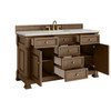 Brookfield 60" Single Vanity, Pecan w/ 3 CM Victorian Silver Silestone Top