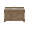 Brookfield 60" Single Vanity, Pecan w/ 3 CM Eternal Jasmine Pearl Silestone Top w/ FreePower Wireless Charger
