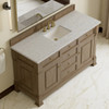 Brookfield 60" Single Vanity, Pecan w/ 3 CM Eternal Jasmine Pearl Silestone Top w/ FreePower Wireless Charger