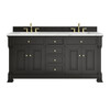 Brookfield 72" Double Vanity, Black Onyx w/ 3 CM Ethereal Noctis Silestone Top w/ FreePower Wireless Charger