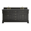 Brookfield 72" Double Vanity, Black Onyx w/ 3 CM Parisien Bleu Silestone Top w/ FreePower Wireless Charger