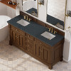 Brookfield 72" Double Vanity, Honey Oak, w/ 3 CM Charcoal Soapstone Silestone Top