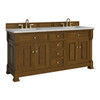 Brookfield 72" Double Vanity, Honey Oak w/ 3 CM Eternal Jasmine Pearl Silestone Top