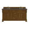 Brookfield 72" Double Vanity, Honey Oak w/ 3 CM Parisien Bleu Silestone Top
