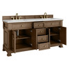 Brookfield 72" Double Vanity, Pecan w/ 3 CM Ethereal Noctis Silestone Top