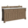 Brookfield 72" Double Vanity, Pecan w/ 3 CM Ethereal Noctis Silestone Top
