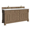 Brookfield 72" Double Vanity, Pecan w/ 3 CM White Zeus Silestone Top