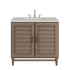 Portland 36" Single Vanity, Whitewashed Walnut, w/ 3 CM Siberian Silestone Top