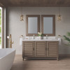Portland 60" Double Vanity Whitewashed Walnut w/ Single Hole 3 CM White Zeus Silestone Top & Backsplash