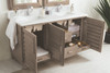 Portland 60" Double Vanity Whitewashed Walnut w/ Single Hole 3 CM White Zeus Silestone Top & Backsplash