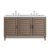 Portland 60" Double Vanity Whitewashed Walnut w/ 3 CM Lime Delight Silestone Top