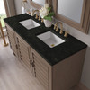 Portland 60" Double Vanity, Whitewashed Walnut, w/ 3 CM Phantome Eclos Top