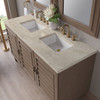 Portland 60" Double Vanity, Whitewashed Walnut, w/ 3 CM Tajnar Eclos Top