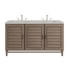 Portland 60" Double Vanity Whitewashed Walnut w/ 3 CM Victorian Silver Silestone Top