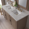 Portland 60" Double Vanity Whitewashed Walnut w/ 3 CM Victorian Silver Silestone Top