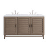Portland 60" Double Vanity Whitewashed Walnut w/ 3 CM White Zeus Silestone Top