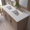 Portland 60" Double Vanity Whitewashed Walnut w/ 3 CM White Zeus Silestone Top