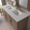 Portland 60" Double Vanity Whitewashed Walnut w/ 3 CM Eternal Jasmine Pearl Silestone Top w/FreePower Wireless Charger