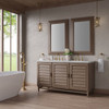 Portland 60" Double Vanity Whitewashed Walnut w/ 3 CM Ethereal Noctis Silestone Top w/FreePower Wireless Charger