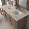 Portland 60" Double Vanity, Whitewashed Walnut, w/ 3 CM Tajnar Eclos Top w/FreePower Wireless Charger