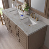 Portland 60" Double Vanity Whitewashed Walnut w/ 3 CM Victorian Silver Silestone Top w/FreePower Wireless Charger