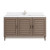 Portland 60" Single Vanity Whitewashed Walnut w/ Single Hole 3 CM White Zeus Silestone Top & Backsplash