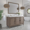 Portland 60" Single Vanity Whitewashed Walnut w/ Single Hole 3 CM White Zeus Silestone Top & Backsplash