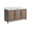 Portland 60" Single Vanity Whitewashed Walnut w/ Single Hole 3 CM White Zeus Silestone Top & Backsplash
