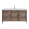 Portland 60" Single Vanity Whitewashed Walnut w/ 3 CM Eternal Jasmine Pearl Silestone Top w/FreePower Wireless Charger