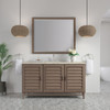 Portland 60" Single Vanity, Whitewashed Walnut, w/ 3 CM Tajnar Eclos Top w/FreePower Wireless Charger