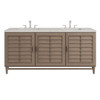 Portland 72" Double Vanity, Whitewashed Walnut, w/ 3 CM Siberian Silestone Top