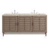 Portland 72" Double Vanity, Whitewashed Walnut, w/ 3 CM Tajnar Eclos Top