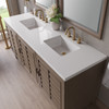 Portland 72" Double Vanity Whitewashed Walnut w/ 3 CM White Zeus Silestone Top