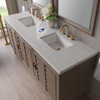 Portland 72" Double Vanity Whitewashed Walnut w/ 3 CM Eternal Jasmine Pearl Silestone Top w/FreePower Wireless Charger