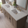 Portland 72" Double Vanity Whitewashed Walnut w/ 3 CM Eternal Jasmine Pearl Silestone Top w/FreePower Wireless Charger