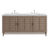 Portland 72" Double Vanity Whitewashed Walnut w/ 3 CM Ethereal Noctis Silestone Top w/FreePower Wireless Charger