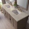 Portland 72" Double Vanity, Whitewashed Walnut, w/ 3 CM Tajnar Eclos Top w/FreePower Wireless Charger