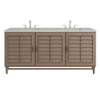 Portland 72" Double Vanity Whitewashed Walnut w/ 3 CM Victorian Silver Silestone Top w/FreePower Wireless Charger