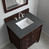 Brittany 30" Single Vanity, Burnished Mahogany, w/ 3 CM Parisien Bleu Silestone Top