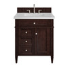 Brittany 30" Single Vanity, Burnished Mahogany, w/ 3 CM White Zeus Silestone Top
