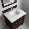 Brittany 30" Single Vanity, Burnished Mahogany, w/ 3 CM White Zeus Silestone Top