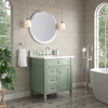 Brittany 30" Single Vanity, Sage Green, w/ 3 CM White Zeus Silestone Top