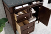 Brittany 36" Single Vanity, Burnished Mahogany w/ 3 CM Parisien Bleu Silestone Top