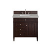 Brittany 36" Single Vanity, Burnished Mahogany w/ 3 CM Victorian Silver Silestone Top